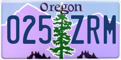 OR license plate 025ZRM