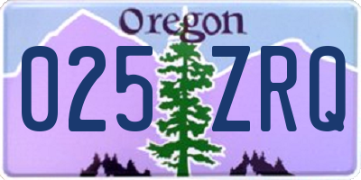 OR license plate 025ZRQ