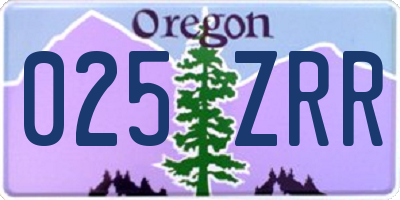 OR license plate 025ZRR