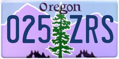 OR license plate 025ZRS