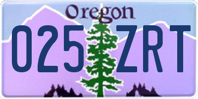 OR license plate 025ZRT