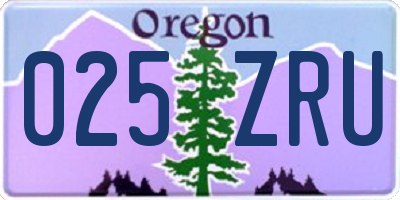 OR license plate 025ZRU