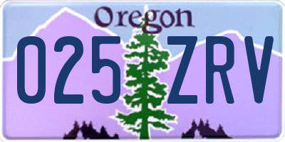 OR license plate 025ZRV