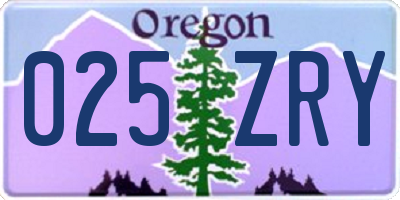 OR license plate 025ZRY