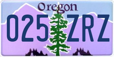OR license plate 025ZRZ
