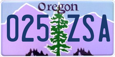 OR license plate 025ZSA