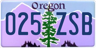 OR license plate 025ZSB