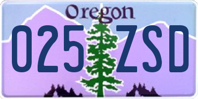 OR license plate 025ZSD