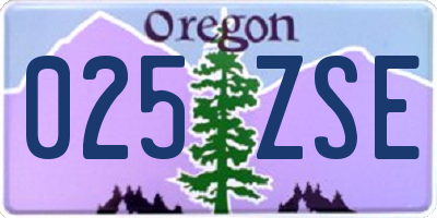 OR license plate 025ZSE