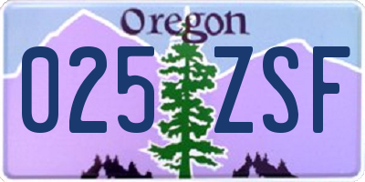 OR license plate 025ZSF