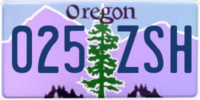 OR license plate 025ZSH