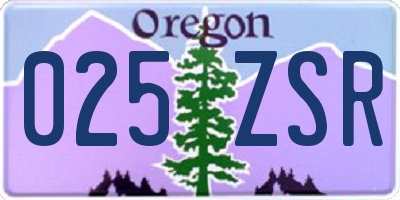 OR license plate 025ZSR