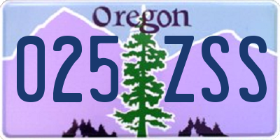 OR license plate 025ZSS