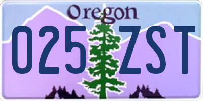 OR license plate 025ZST