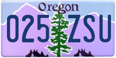 OR license plate 025ZSU