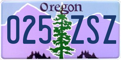 OR license plate 025ZSZ