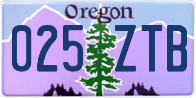 OR license plate 025ZTB