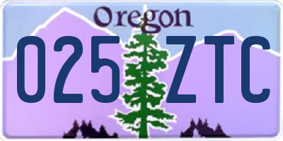 OR license plate 025ZTC
