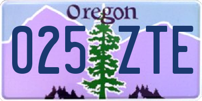 OR license plate 025ZTE