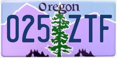 OR license plate 025ZTF