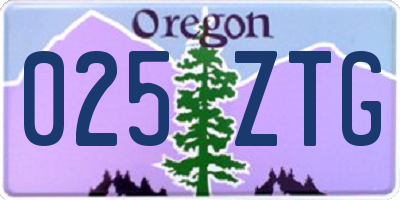 OR license plate 025ZTG