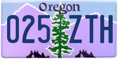 OR license plate 025ZTH