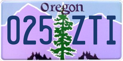 OR license plate 025ZTI