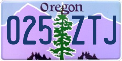OR license plate 025ZTJ