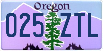 OR license plate 025ZTL