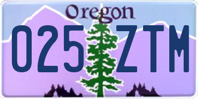 OR license plate 025ZTM