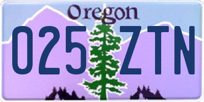 OR license plate 025ZTN
