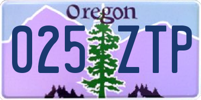 OR license plate 025ZTP