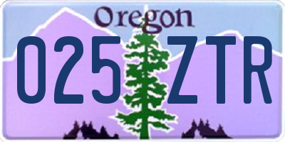 OR license plate 025ZTR