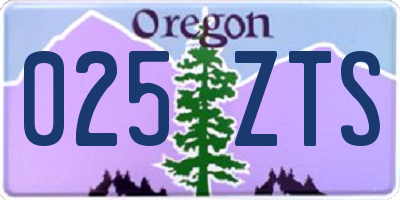 OR license plate 025ZTS
