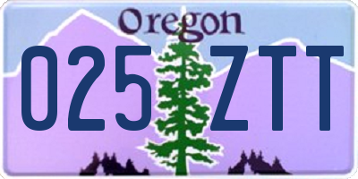 OR license plate 025ZTT
