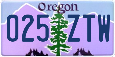 OR license plate 025ZTW