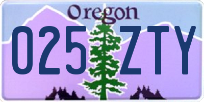 OR license plate 025ZTY