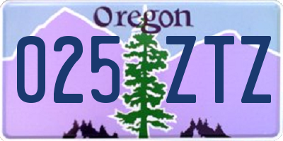 OR license plate 025ZTZ
