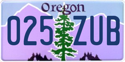 OR license plate 025ZUB