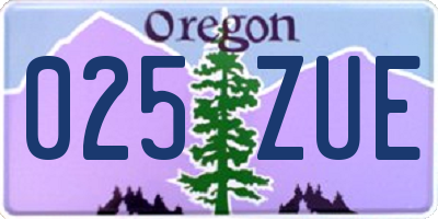 OR license plate 025ZUE