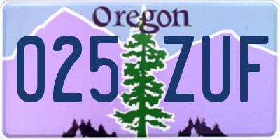 OR license plate 025ZUF