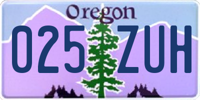 OR license plate 025ZUH
