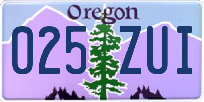 OR license plate 025ZUI