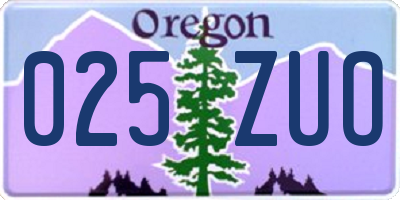 OR license plate 025ZUO