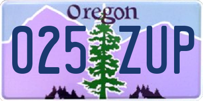 OR license plate 025ZUP