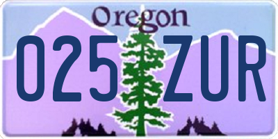 OR license plate 025ZUR