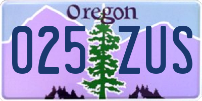 OR license plate 025ZUS