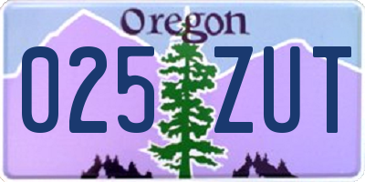 OR license plate 025ZUT