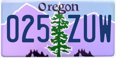 OR license plate 025ZUW