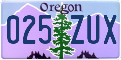OR license plate 025ZUX